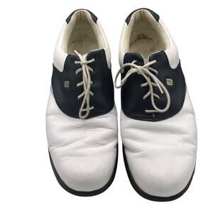 Footjoy Women’s Leather Wing Golf Shoes Wh/Blk No Insoles AMC Wine Glass 9.5